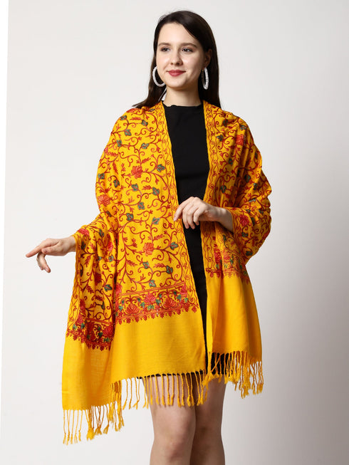 Women's Aari Embroidery Wool Stole